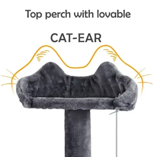 Yaheetech 57"H Plush Cat Tree Condo for Kittens/Small Cats image {6}