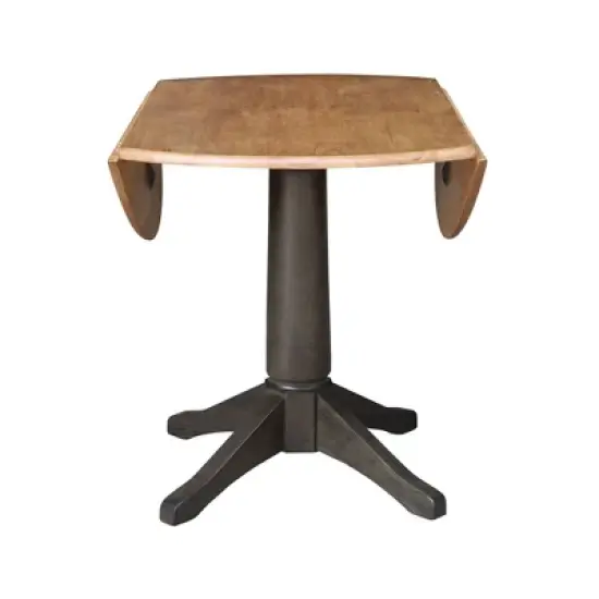 42" Alexandra Round Top Dual Drop Leaf Pedestal Dining Table Hickory/Washed Coal - International Concepts image {4}