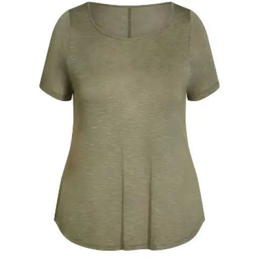 Women's Plus Size Slub Tee - sage | EVANS image {2}