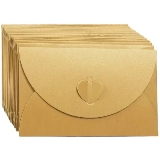 Juvale 24-Pack Craft Envelopes with Heart Clasps, Blank Postcard Included, Shimmer Gold, 6.8" x 4.3" image {5}