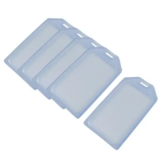 Unique Bargains 5 Pcs Soft Plastic Vertical Business ID Card Holder Clear Blue image {2}