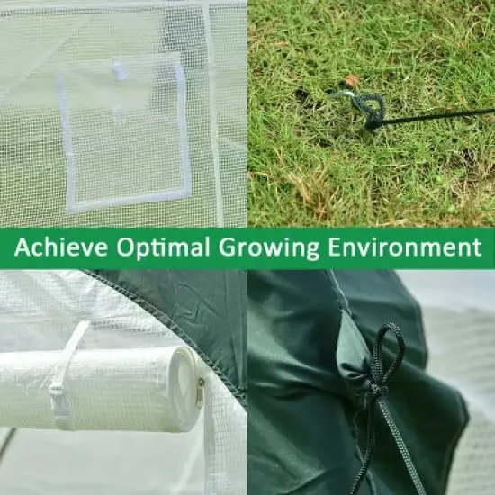 Aoodor 12ft. x 7ft. x 7ft. Outdoor Walk-in Large Tunnel Greenhouse 2 Roll-Up Zipper Door image {1}