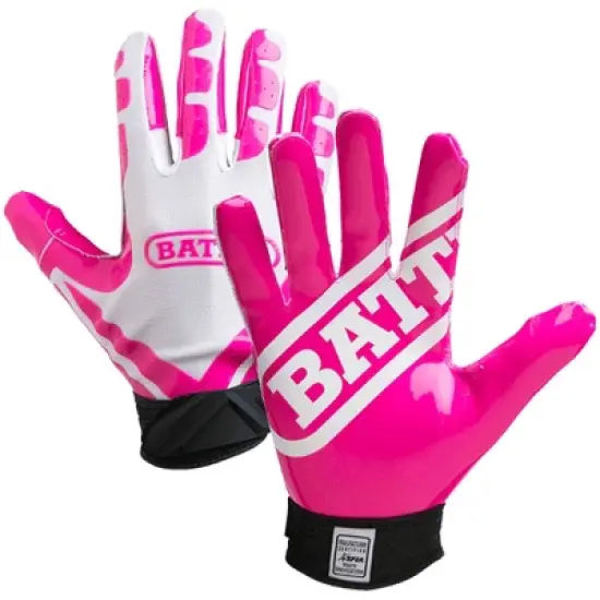 Battle Sports Receivers Ultra-Stick Football Gloves - White/Pink image {3}
