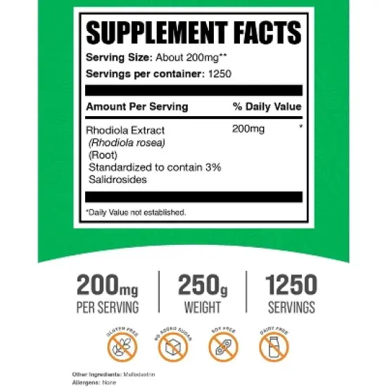 BulkSupplements Rhodiola Extract (3% Salidroside) Powder image {1}
