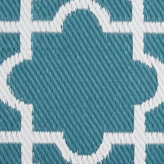 DII Design Imports Indoor Outdoor 3 x 6 Ft Reversible Lattice Woven Rectangular Runner Rug for Decks, Patios, Living Rooms, & Kitchens, Storm Blue image {1}