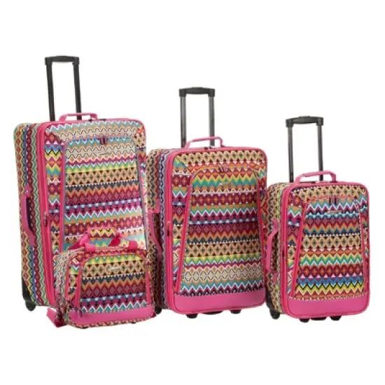 Rockland Escape 4pc Softside Checked Luggage Set image {9}
