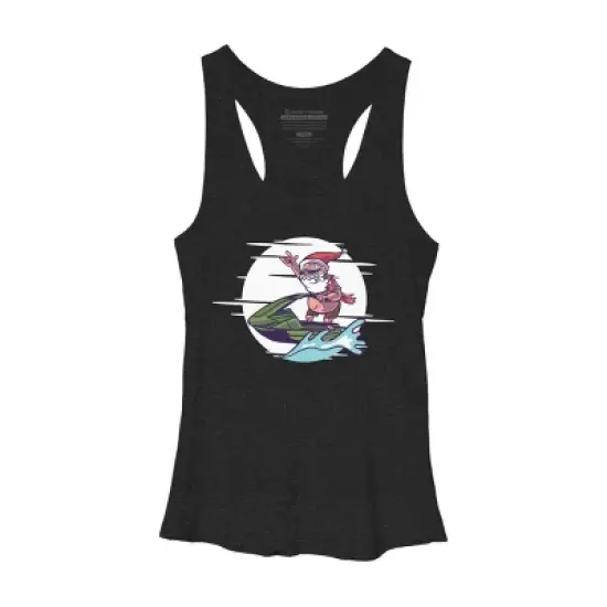 Women's Design By Humans Christmas Cartoon Santa Riding A Jet Ski By rasok Racerback Tank Top image {3}