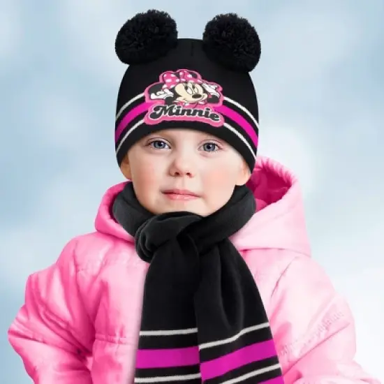 Disney Minnie Mouse Winter Beanie Hat, Scarf & Mittens/Gloves Set, Girls Age 2-7 image {1}