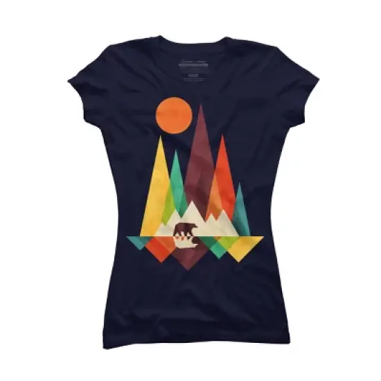 Junior's Design By Humans Mountain Bear By radiomode T-Shirt image {5}