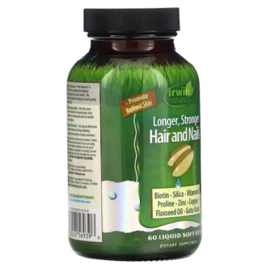 Irwin Naturals Longer, Stronger Hair and Nails, 60 Liquid Soft-Gels image {3}