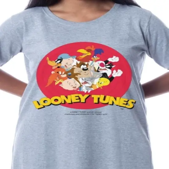 Looney Tunes Womens' Characters Bugs Bunny Nightgown Sleep Pajama Dress Grey image {2}