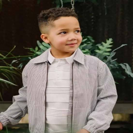 Hope & Henry Boys' Long Sleeve Seersucker Bomber Jacket, Kids image {3}