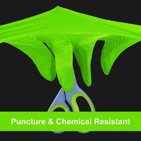 GLOVEWORKS Heavy-Duty Green Nitrile Gloves with Raised Diamond Texture- Industrial Grade - Great for Auto Repair, Mechanics, Janitorial, Food Service image {5}