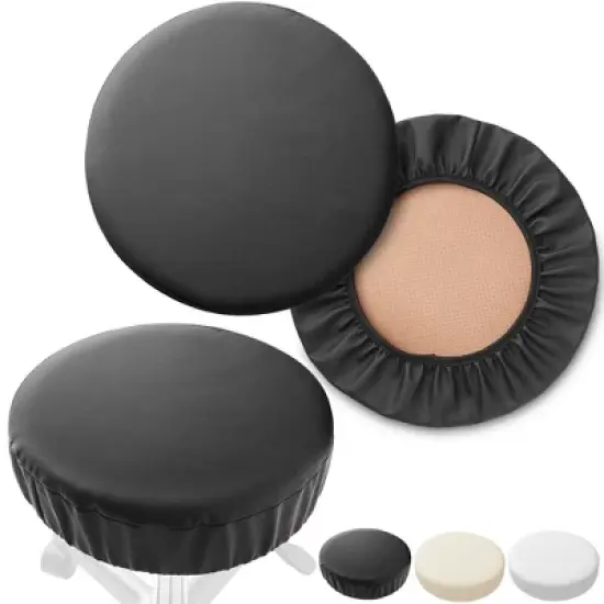 Saloniture 2-Pack Round Stool Seat Cover, Waterproof Slipcover for Swivel Chair or Barstool image {7}