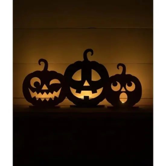 Bethany Lowe 15.0 Inch Jack-O-Lantern Glitter Dummy Boards Halloween Accessories Set , Lightweight Halloween Decor Boards Pumpkins (3PC) image {2}