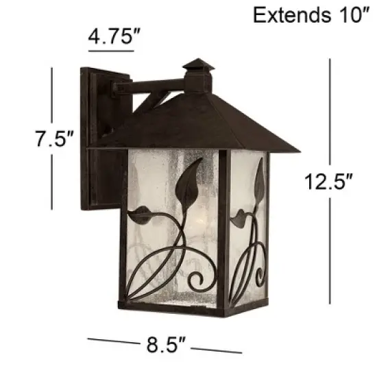 Franklin Iron Works French Garden Rustic Farmhouse Outdoor Wall Light Fixtures Set of 2 Bronze Metal 10 1/2" Clear Seedy Glass for Post Exterior image {3}
