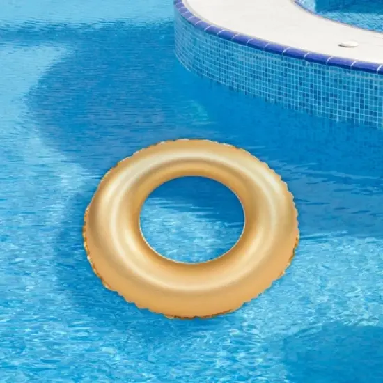 Pool Central 35" Inflatable Golden Pool Ring Float image {1}