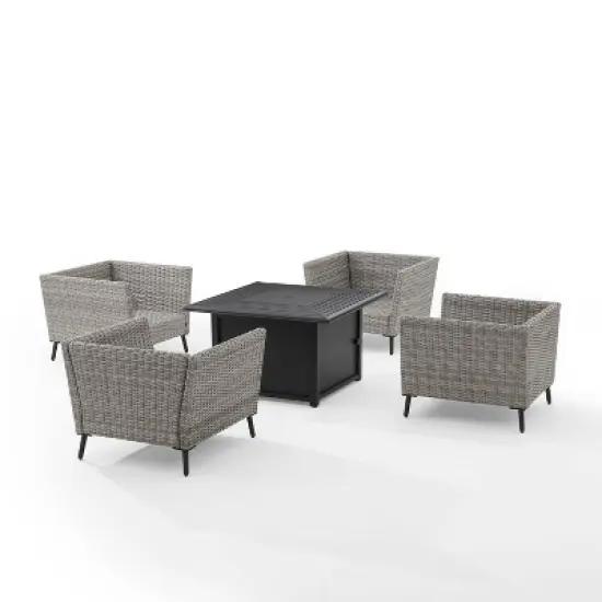 Richland 5pc Outdoor Wicker Conversation Set with Fire Table - Crosley image {7}