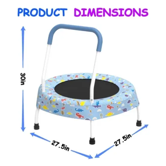Jump Into Fun 36" Kids Trampoline with Handle, Indoor Mini Trampoline for Kids, Toddlers Small Rebounder Fitness Trampoline image {4}