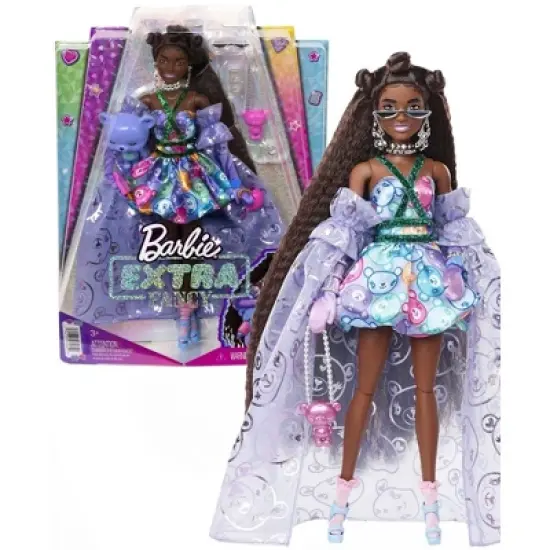 Barbie Superior Fashionista Runway Doll in Teddy-Print Gown with Long Fringe Hair image {9}