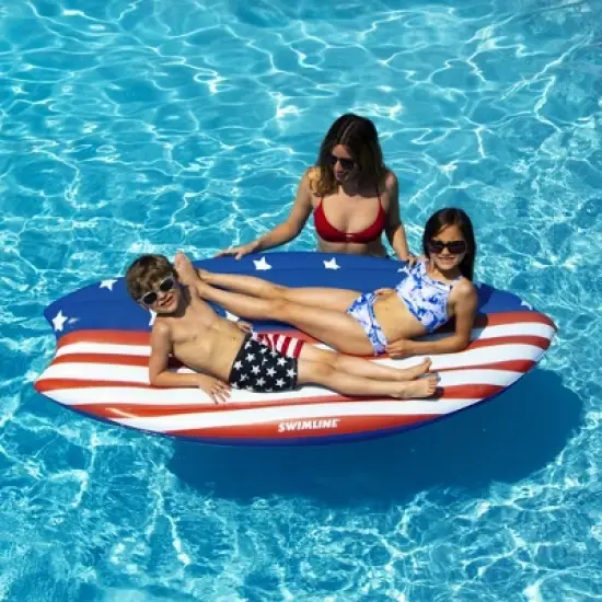 Swim Central 73" Americana Surfboard Shaped Inflatable Swimming Pool Lounge Float image {5}