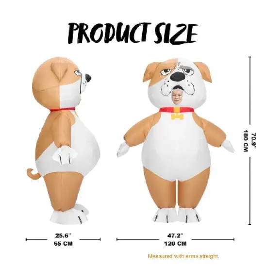 SYNCFUN Adults Inflatable Halloween Costumes, Full Body Bulldog Inflatable Costume, Brown Blow Up Puppy Costumes image {4}