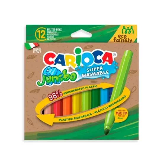CARIOCA Eco Family Jumbo Maxi Tip Washable Felt Tip Pens - 12 Pieces image {5}