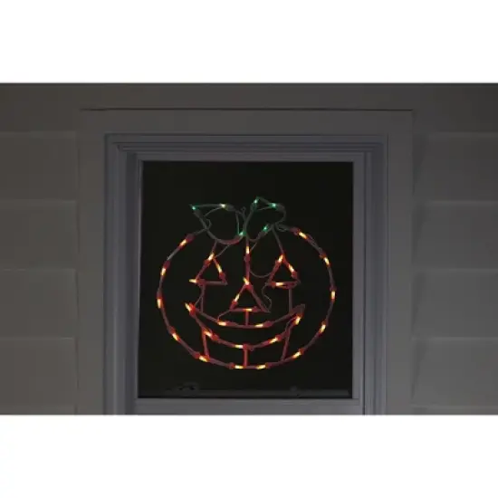 Northlight 14" Jack-O-Lantern Double Sided Halloween Window Silhouette Decoration - Orange/Green image {3}