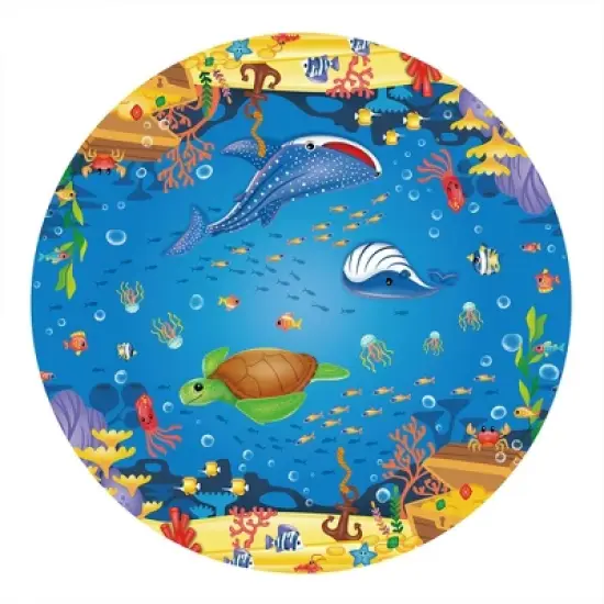Summer Waves P1C008303 8 Foot Wide Quick Set Inflatable Top Ring Kiddie Swimming Pool with Deep Sea Ocean Life Graphics and 3D Goggles, Blue image {3}