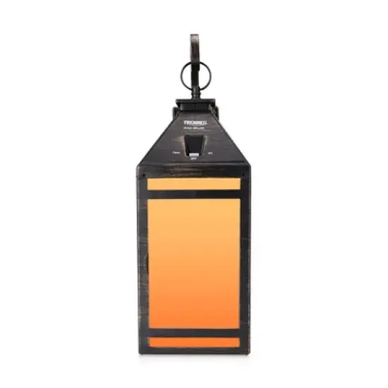 Solar Portable Hanging Outdoor Lantern with Hanger and Flame/Still Light Black - Techko Maid image {1}