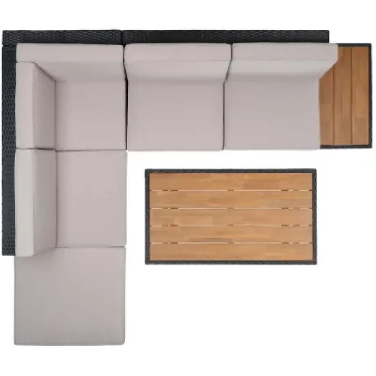 Allison Corner Living Set - Indoor/Outdoor - PAT7733 - Grey/Light Grey - Safavieh image {4}