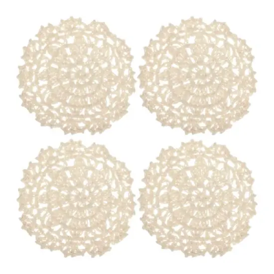 Unique Bargains Cotton Woven Vintage Lace Floral Pattern Heat Insulating Coasters 4" 4 Pcs image {4}
