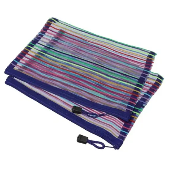 Unique Bargains Mesh Document Pencil Home Office Storage Zipper Pouches 6 Pcs image {3}