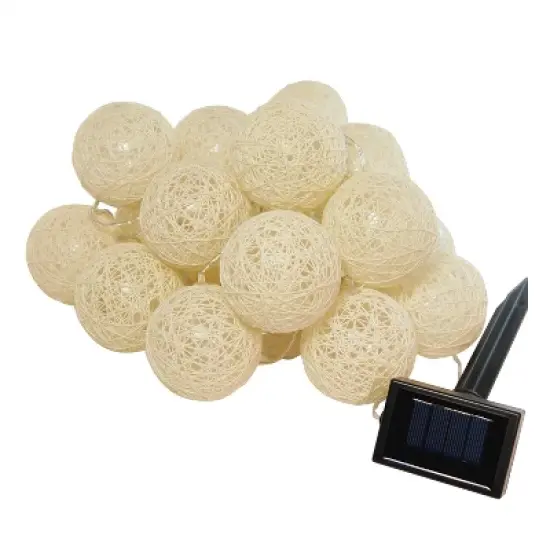 LumaBase Solar-Powered String Lights with 20 Warm White Cotton Globes image {5}