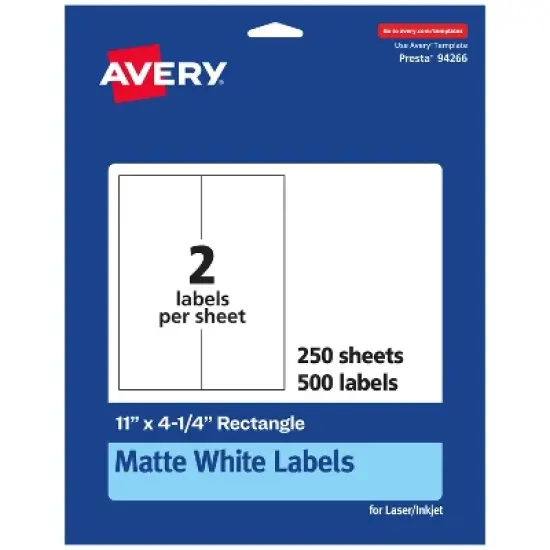 Avery Matte White Rectangle Labels, 11" x 4.25" image {10}