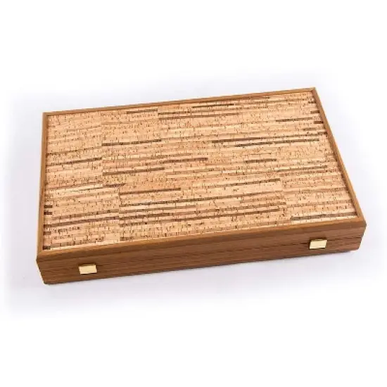 WE Games Luxury Natural Cork & Wood Backgammon Set - 19 inches - Handcrafted in Greece image {2}