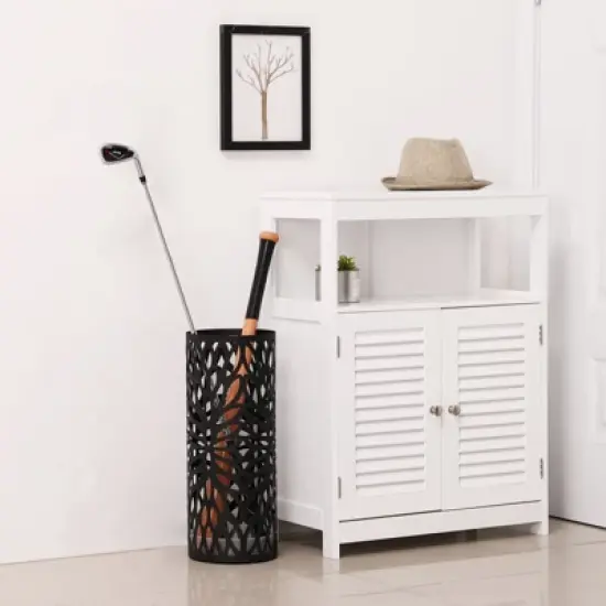 SONGMICS Umbrella Stand, Umbrella Holder, Steel Round Umbrella Rack Organizer Freestanding, for Canes Walking Sticks, Black image {5}