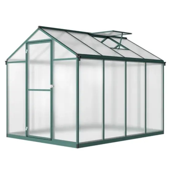 Heavy-Duty Greenhouse Aluminum Walk-In Greenhouse with Adjustable Ventilation and Lockable Door for Vegetables Herbs and Outdoor Plants Green image {10}