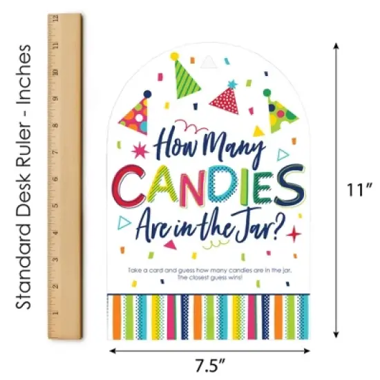 Big Dot of Happiness Cheerful Happy Birthday - How Many Candies Colorful Birthday Party Game - 1 Stand and 40 Cards - Candy Guessing Game image {5}