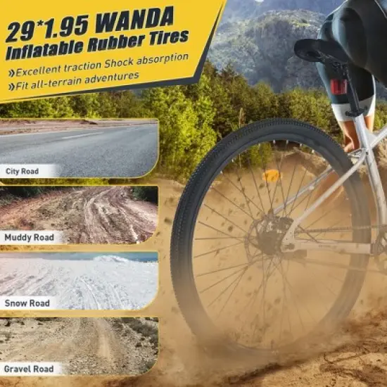 Gulches All-Terrain Single Speed Mountain Bike 29 Inch Wheels, Steel Frame, Front Suspension, Dual Disc Brakes, Unisex for Men, Women, Boys & Girls image {4}