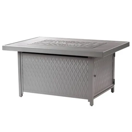 Oakland Living Aluminum Rectangle 55000 BTUs Propane Textured Weave Design Outdoor Patio Dining Table Gray image {1}