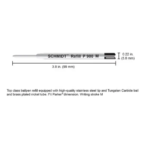 Schmidt P900 Ballpoint TC Ball Refill To Fit Parker Ballpoint Pens Medium Blue 2 Pack (SC58136) image {3}