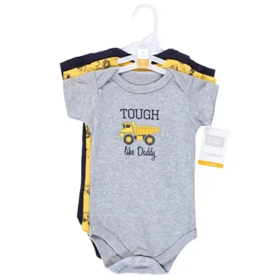 Hudson Baby Infant Boy Cotton Bodysuits, Construction 3-Pack image {1}