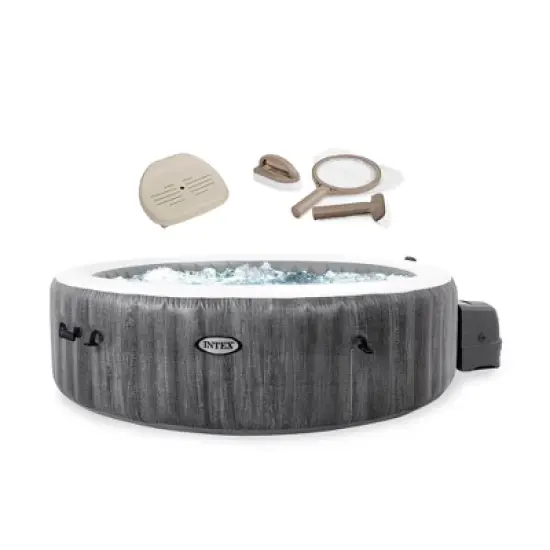 Intex PureSpa Plus Greywood Inflatable Hot Tub Bubble Jet Spa, Hot Tub Maintenance Accessory Kit, and Slip Resistant Inflatable Removable Hot Tub Seat image {6}