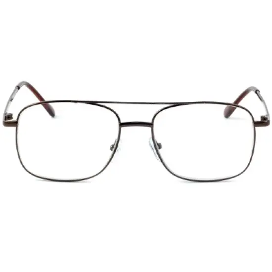 Calabria 8151 Mens Aviator Reading Glasses | Lightweight & Comfortable | Metal Frame | Silicone Nose Pads | 5.25 x 1.6 | Brown | +1.50 image {1}