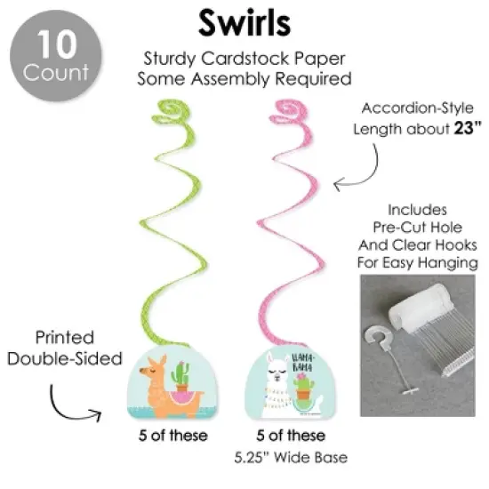 Big Dot of Happiness Whole Llama Fun - Llama Fiesta Baby Shower or Birthday Party Supplies Decoration Kit - Decor Galore Party Pack - 51 Pieces image {3}