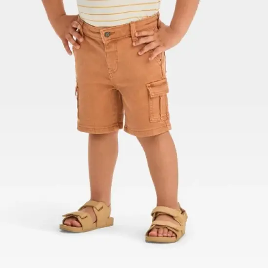 Toddler Boys' Button-Front Denim Shorts - Cat & Jack&trade; Orange image {5}