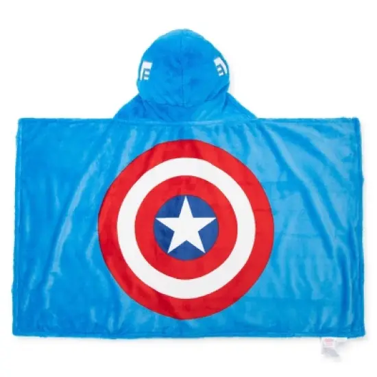 Marvel Captain America Kids' Hooded Blanket Red/Blue image {3}