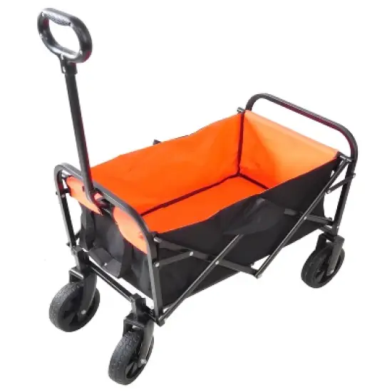 Mini Folding Wagon Garden Shopping Beach Cart (black+yellow) image {7}