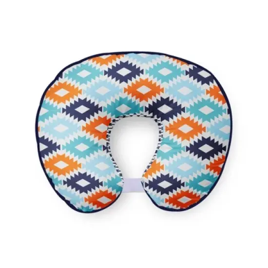 Bacati - 3 pc Liam Aztec Print Aqua Orange Navy Hugster Feeding & Infant Support Nursing Pillow image {1}